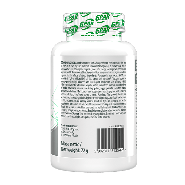 6PAK Ashwagandha 666 mg - 90 Capsules