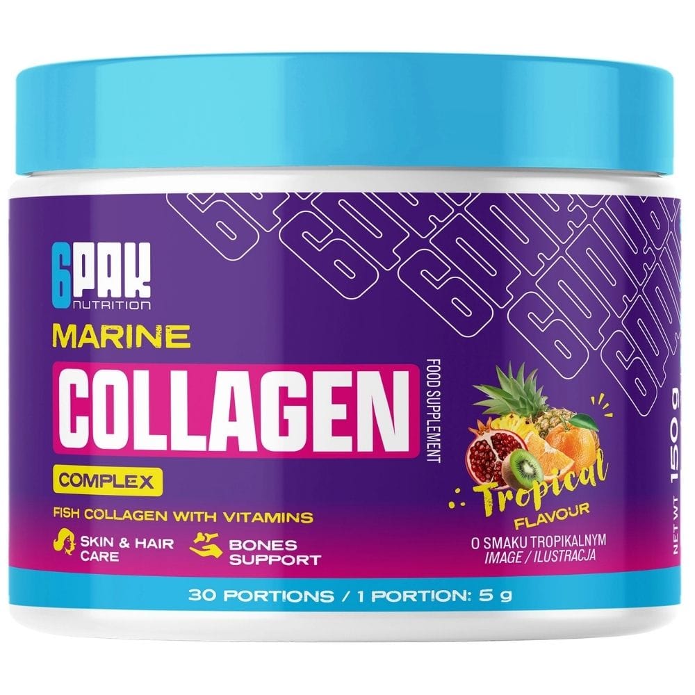 6PAK Marine Collagen Complex, Tropical Fruit - 150 g