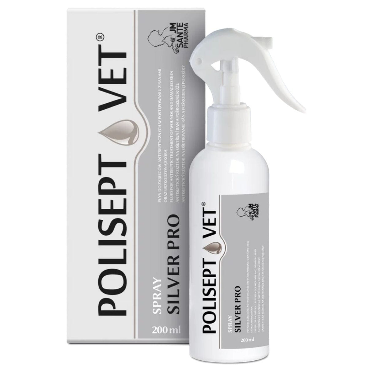 JM Sante Polisept Vet Spray Silver Pro for Wounds for Dogs and Cats - 200 ml