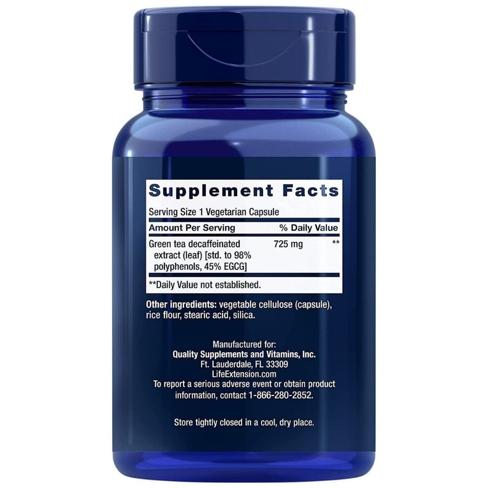 Life Extension Decaffeinated Mega Green Tea Extract - 100 Veg Capsules