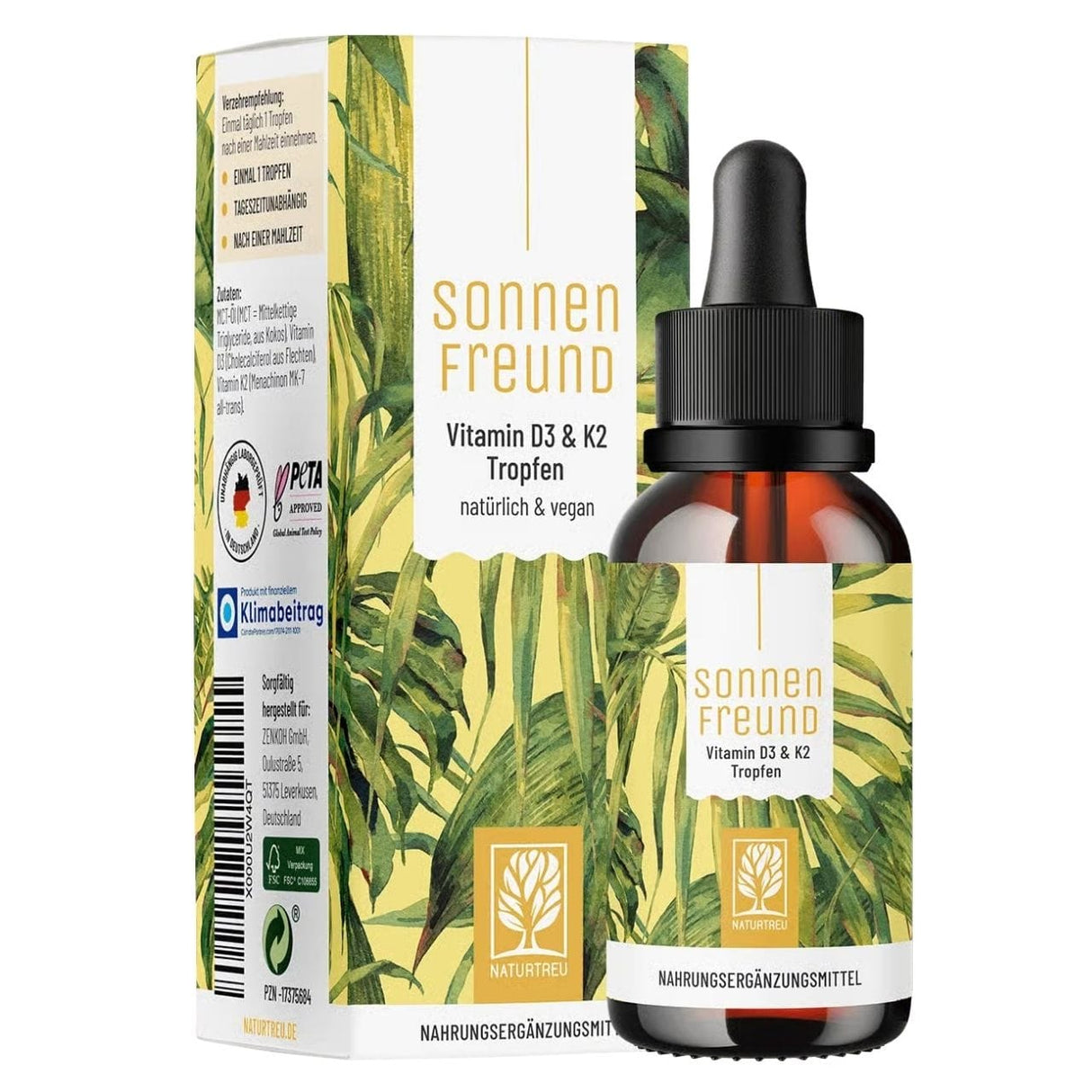 Naturtreu SonnenFreund Vitamin D3 + K2 MK7 for Vegans - 30 ml