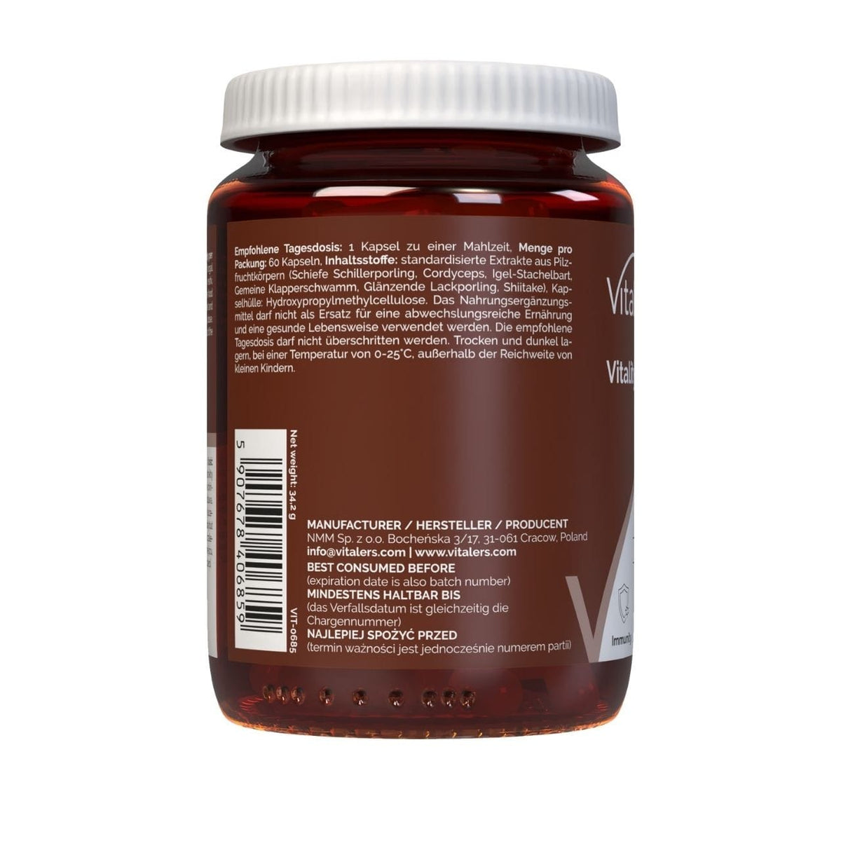 Vitaler's Vital Mushrooms, 6 Mushroom Extracts - 60 Capsules
