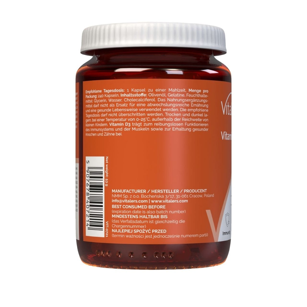 Vitaler's Vitamin D3 4000 IU - 240 Softgels