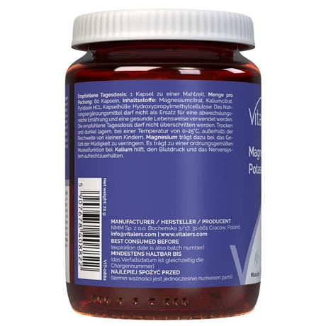 Vitaler's Magneesium 100 mg + kaalium 150 mg + vitamiin B6 6 mg – 60 kapslit