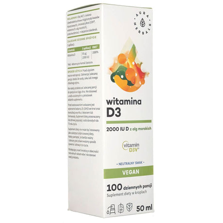 Aura Herbals Vitamin D3 2000 IU Vegan, Drops - 50 ml