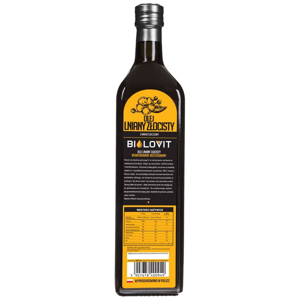 Bilovit Golden Flaxseed Oil Cold Pressed - 1000 ml