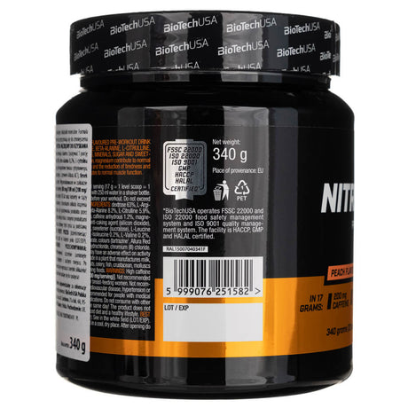 BioTech USA Nitrox Therapy, Peach Flavoured - 340 g