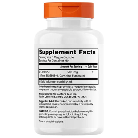 Doctor's Best L-Carnitine 500 mg - 60 Veg Capsules