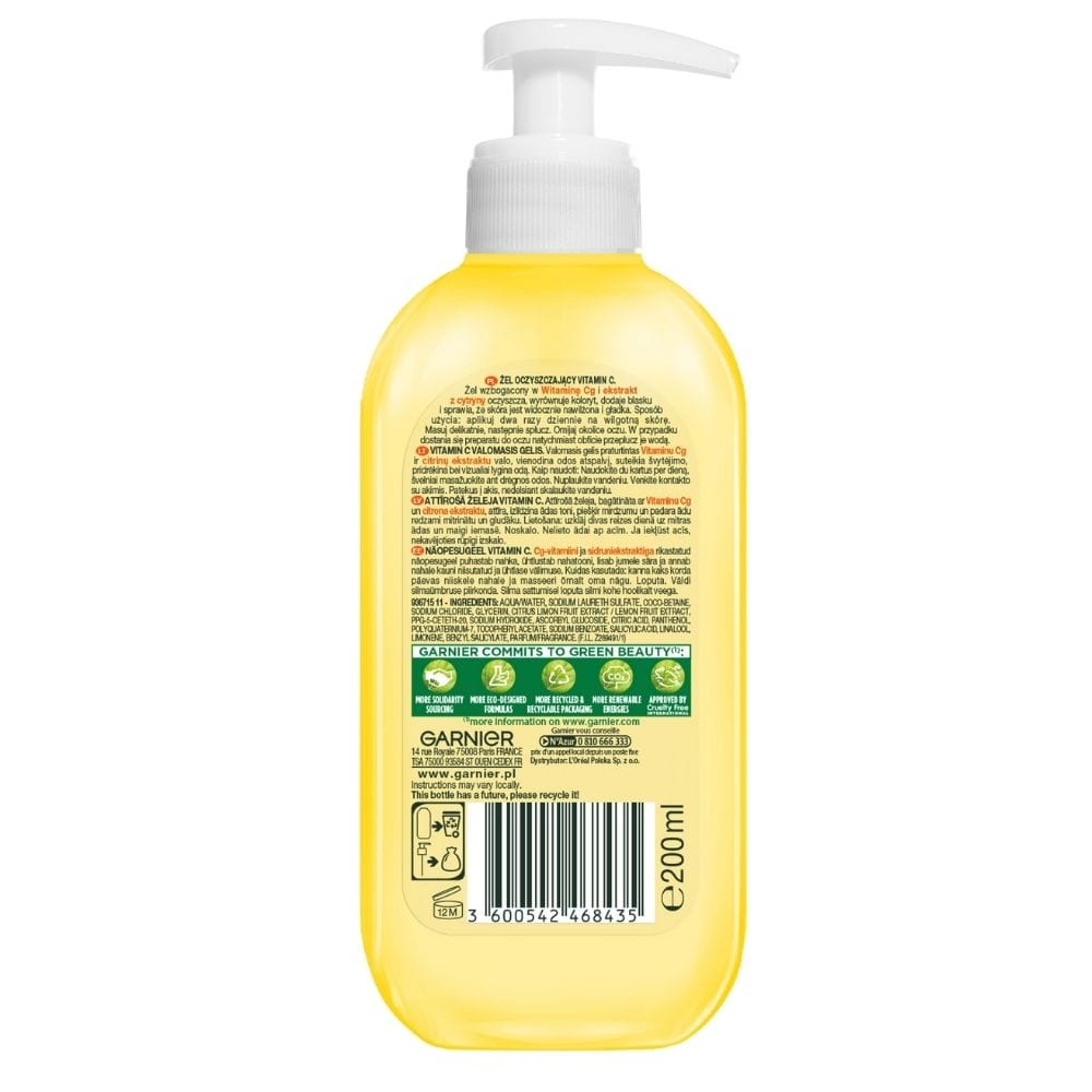 Garnier Vitamin C Cleansing Gel for Dull and Tired Skin - 200 ml