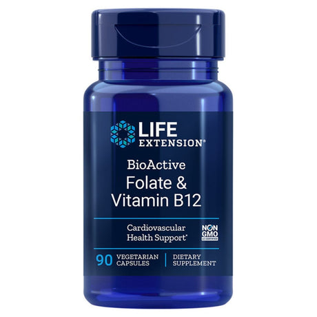 Life Extension BioActive Folate & Vitamin B12  - 90 Veg Capsules