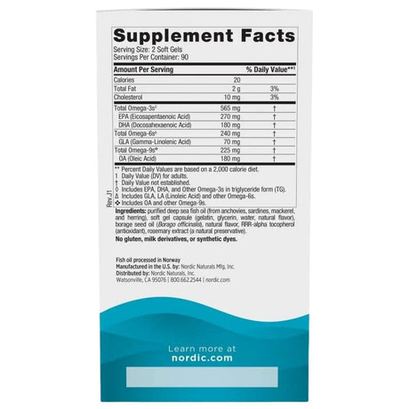 Nordic Naturals Complete Omega 3,6,9, Lemon - 180 Capsules