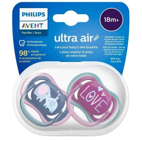 Philips Avent Ultra Air Hard Pacifier, 18+ Months, Girl - 2 Pieces