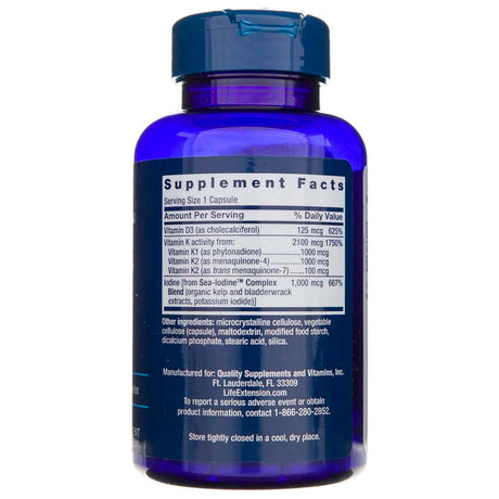 Life Extension Vitamins D and K with Sea-Iodine - 60 Capsules