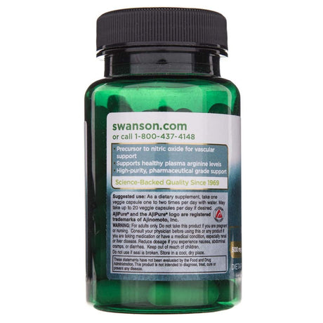 Swanson AjiPure L-Arginine 500 mg - 60 Veggie Caps